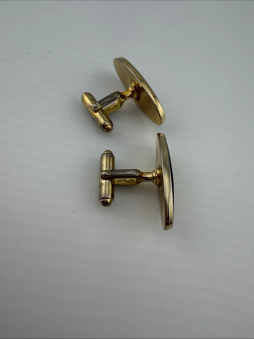 Vintage Gold and Black Ornate Oval Cufflinks - Timeless Men’s Accessory